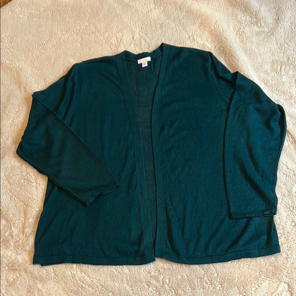 J.Jill Emerald Green Open Front Cardigan Sweater